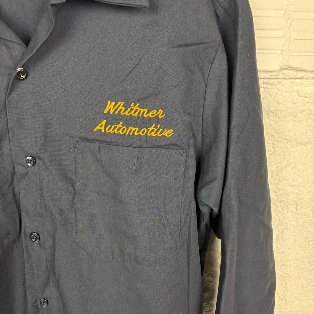 CINTAS comfort flex navy collar button up WHITMER AUTOMOTIVE shirt size large - Picture 5 of 7